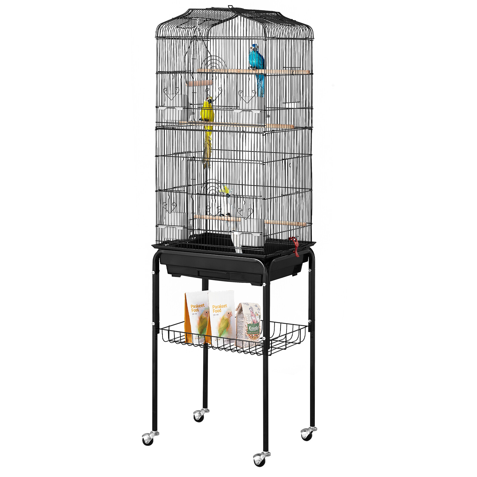 Large Bird Cage 62 in Rolling Metal Parakeet Cage for Cockatiels Parrot