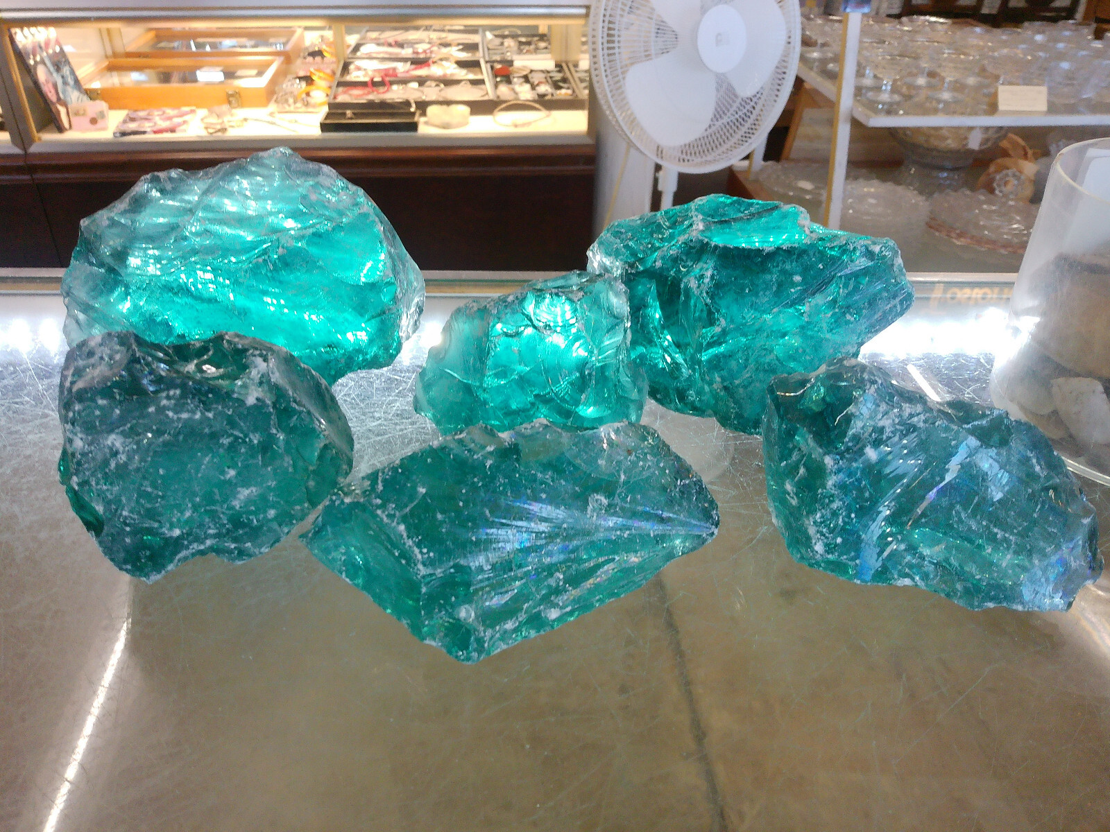 READ Dark Teal Lot 7# Slag Glass Cullet Sorcerer Stone Garden Landscape Aquarium