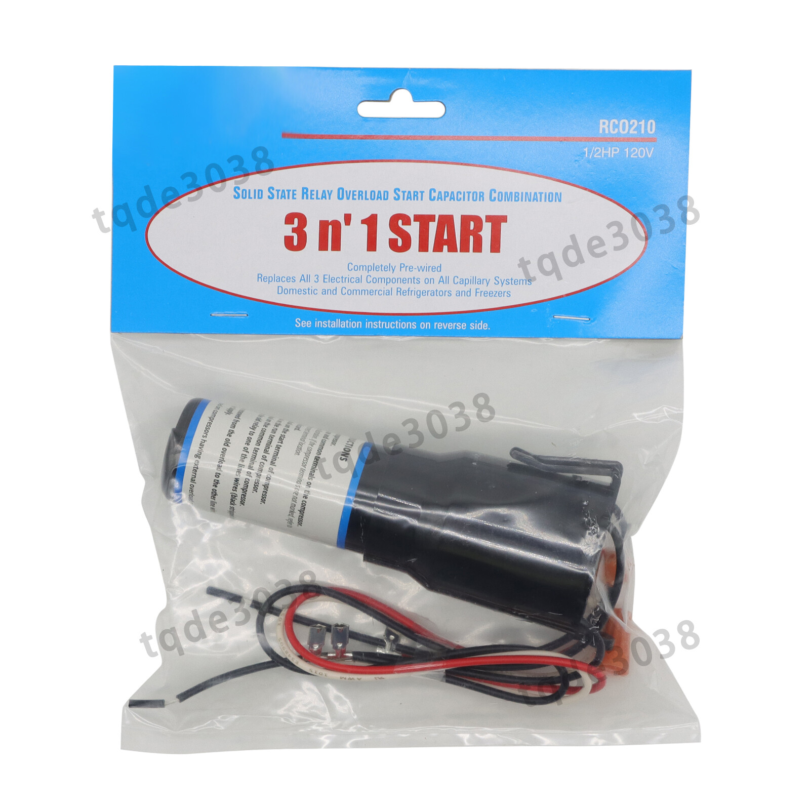 3Pcs RCO210 3 in 1 Relay Hard Start Capacitor Kits Refrigerator 1/2 HP 115VAC
