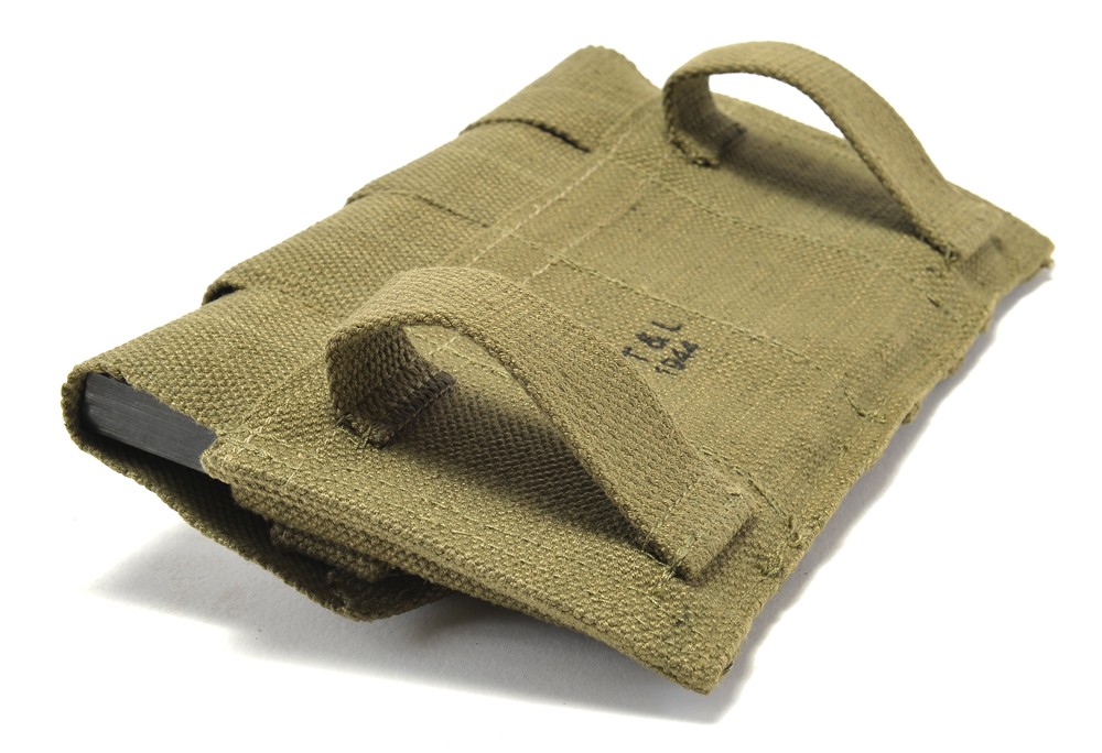 US WW2 Rigger Made M1911 .45 4 cell Magazine Pouch Marked JT&L 1944