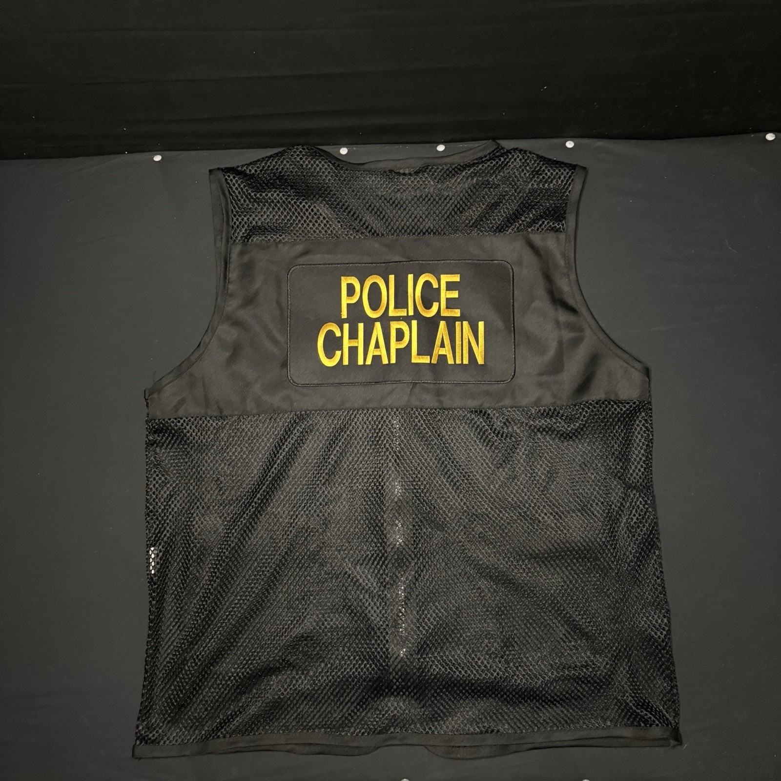 Authentic Police Chaplain Vest Black Mesh With Pockets RARE