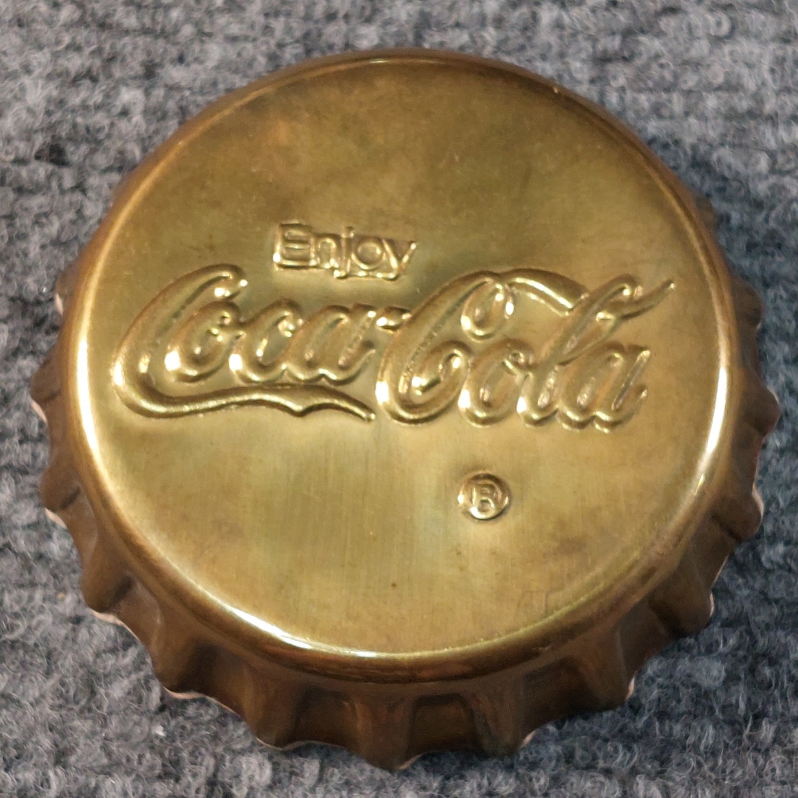 Vintage Coca Cola Brass Bottle Cap Paperweight & 1993 Coaster Drink in Bottles