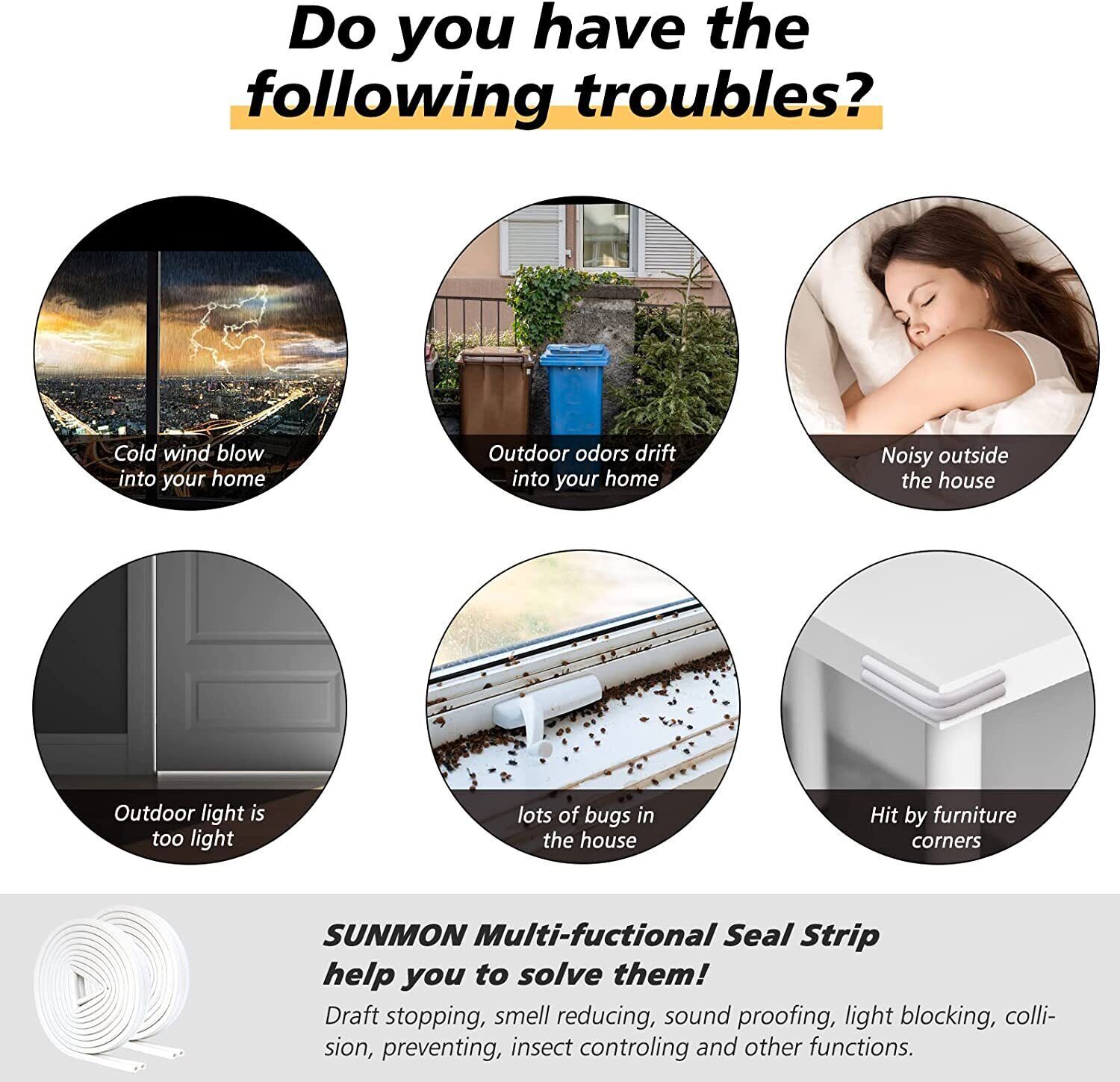 16-33 FT Door Seal Strip Weather Stripping Adhesive Silicone Bottom Stopper Foam