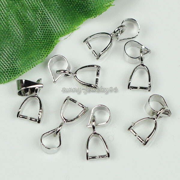 50/100/200pcs Pendant Pinch Bails Silver/Dull Silver/Gold Plated 14mm/16mm/20mm