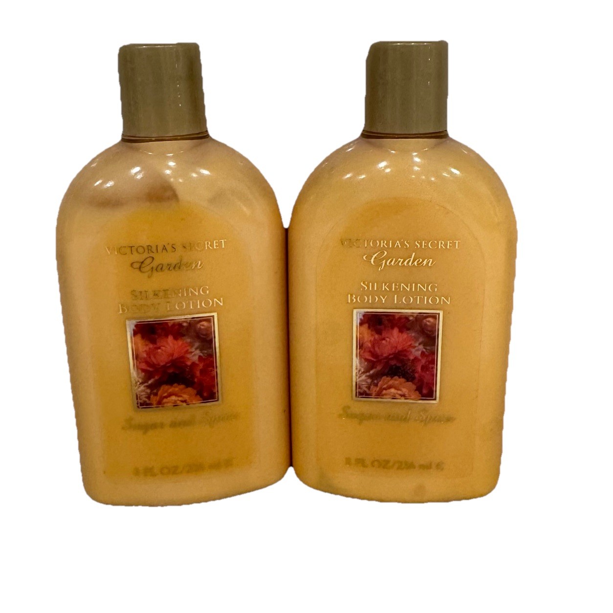 VTG Victoria's Secret Garden Silkening Lotion Sugar and Spice 8oz - LOT 2 NOS