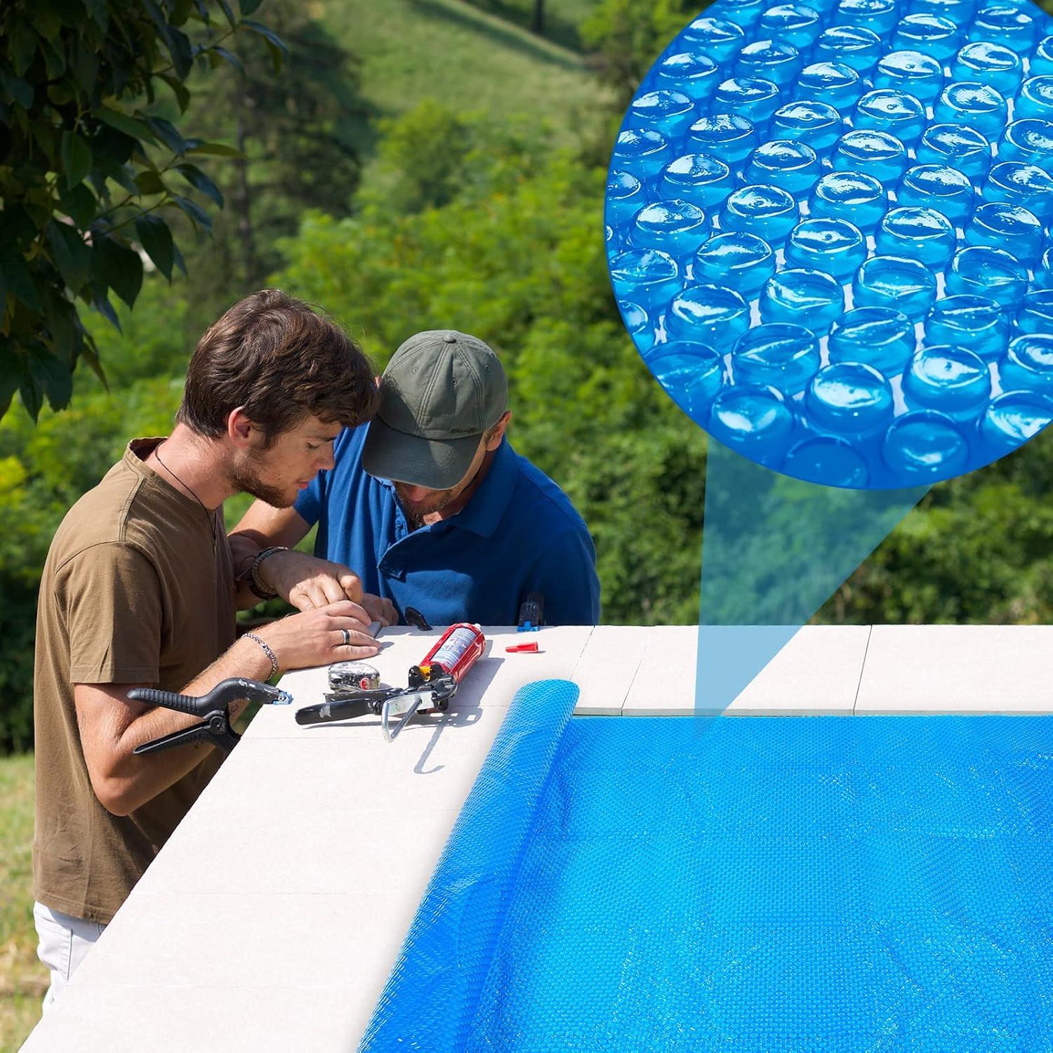 7 X 7 Ft Pool Hot Tub Solar Cover, 16 Mil Heavy Duty Hot Tub Thermal Bubble Blan