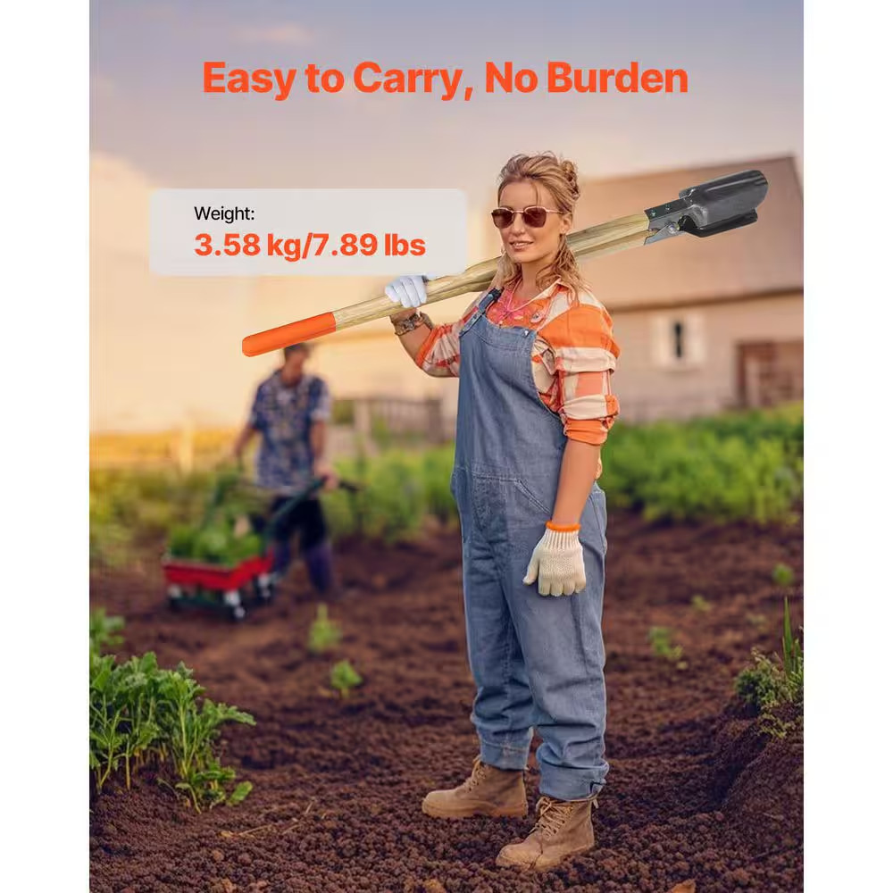 Post Hole Digger, Heavy Duty Post Hole Digger with Wood Handle, Manual Hole Digg