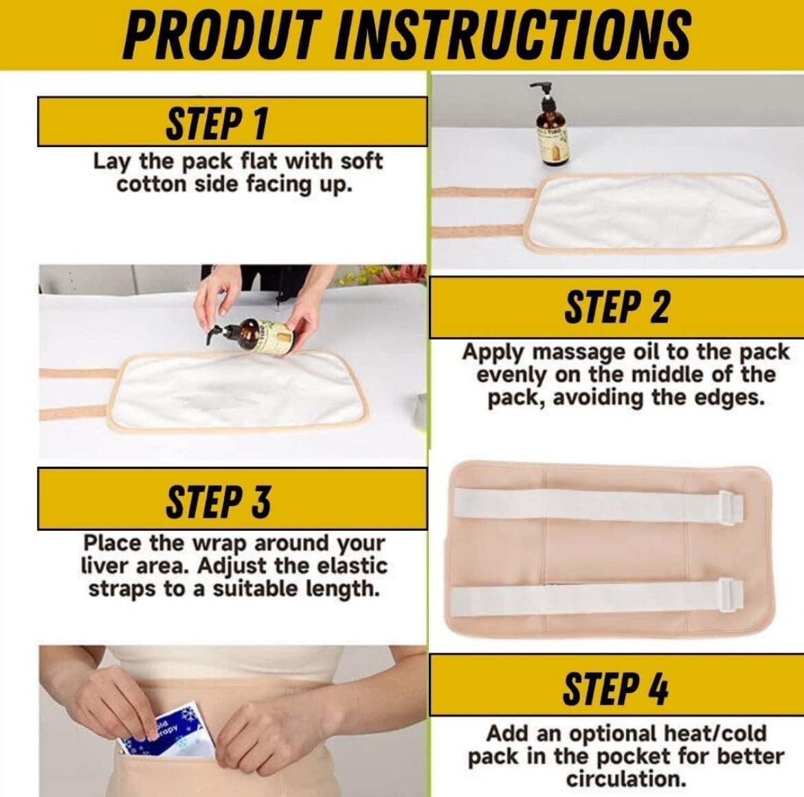 (2 Pack) Castor Oil Pack Kits, Reusable Organic Castor Oil Packs Cotton Wraps