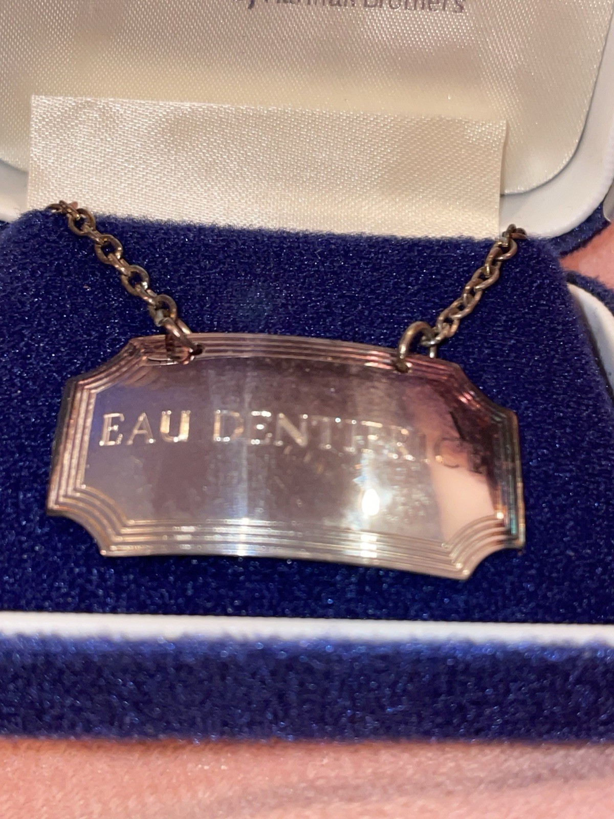 Vintage Harman Brothers Aristocrat Silver Plated Eau Dentifrice Bottle Label Box