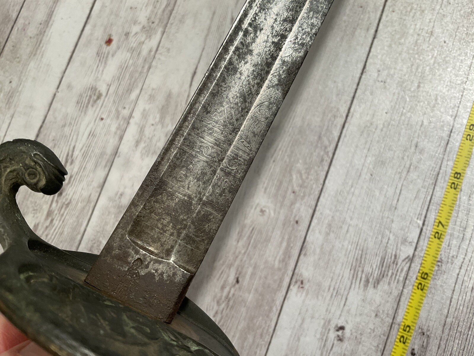 ORIGINAL CIVIL WAR BARN FIND CUSTOM USN OFFICER SWORD NAMED WITH METAL GRIP