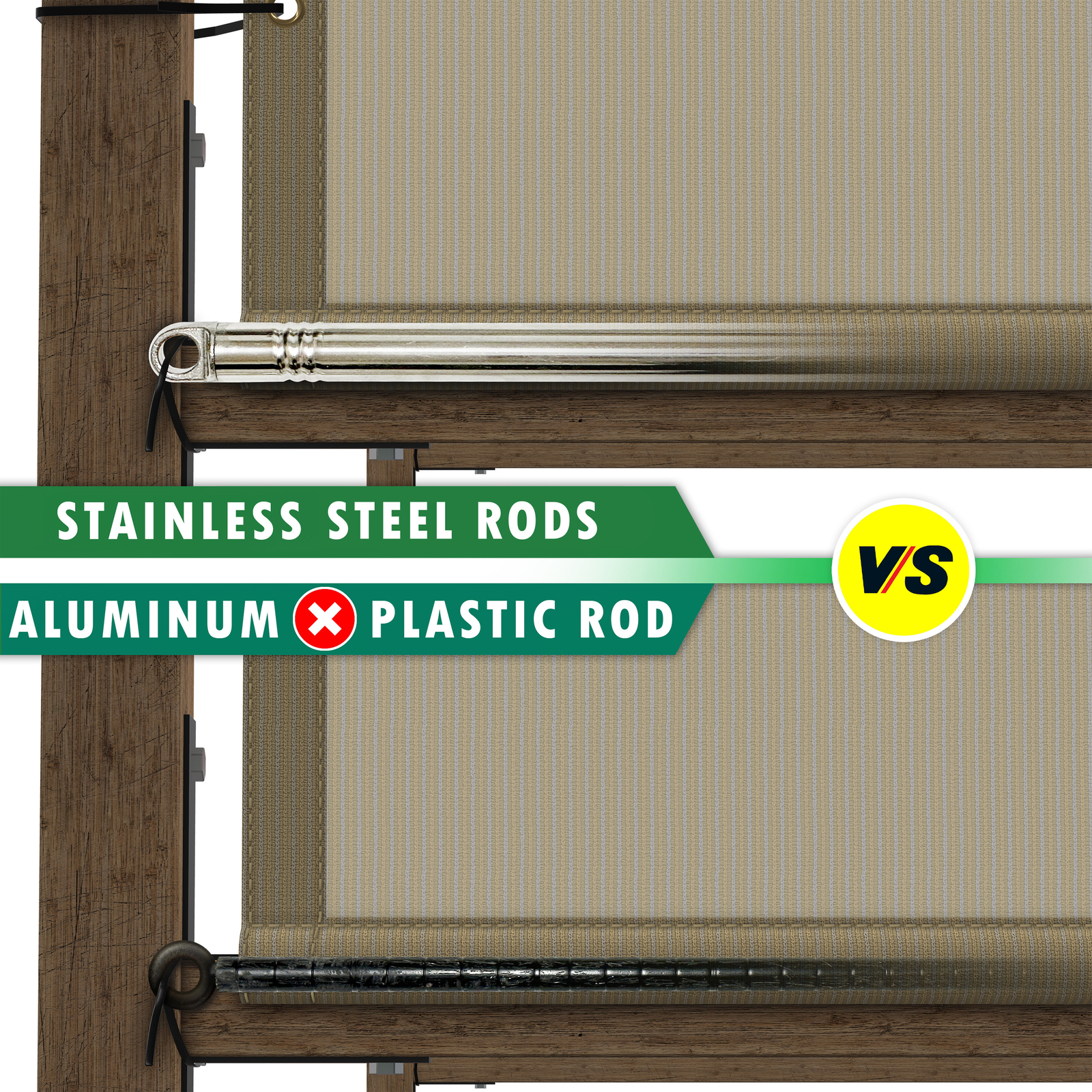 ColourTree Pergola Sun Shade Cover Universal Replacement Canopy w/ Rods, Black