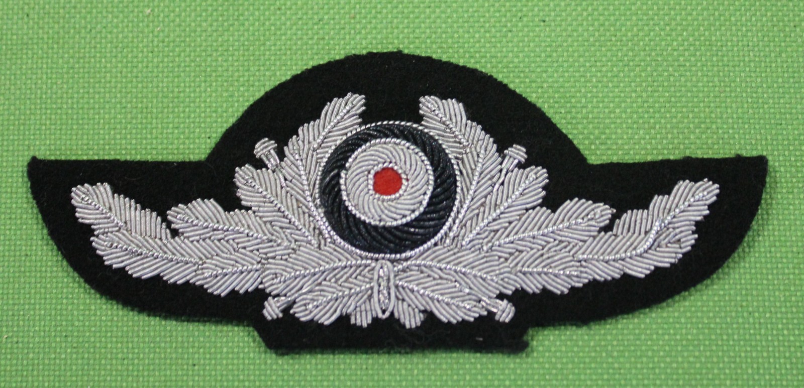 German World War II Luftwaffe Officers Visor Cap Wreath in Bullion Wire