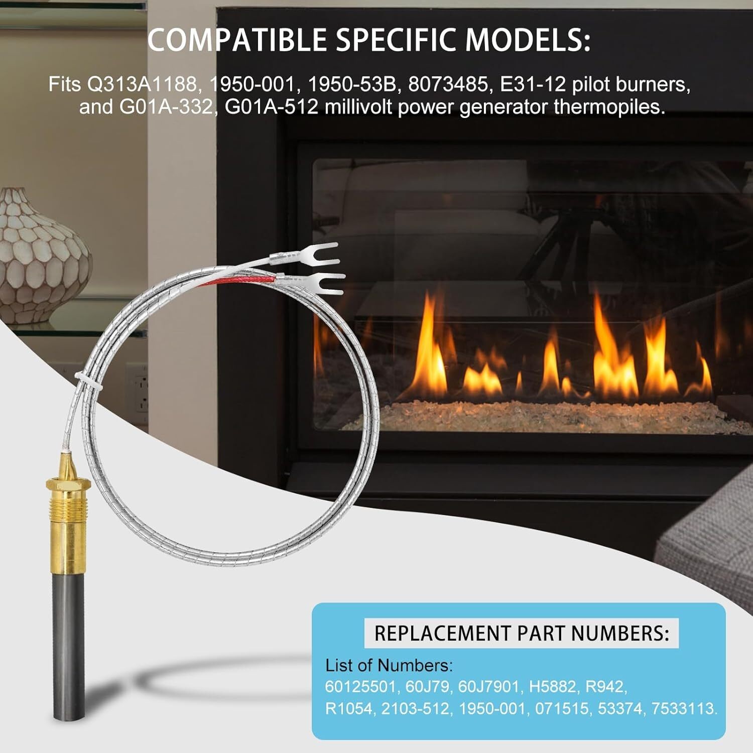 Two-Lead Thermopile 72″ 750 mV For Bakers Pride Pizza Oven Model 151, 201, 251