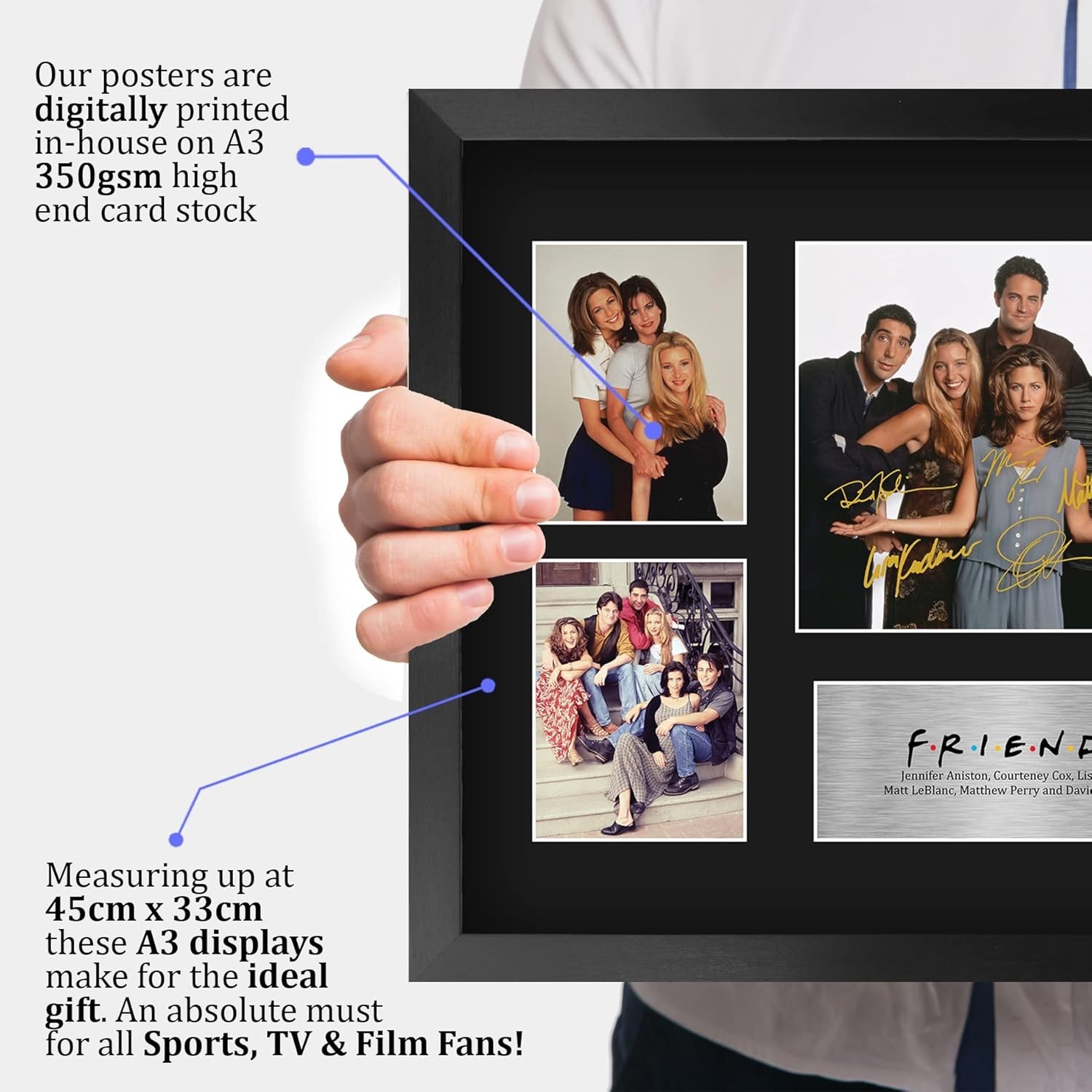 Friends TV Show Cast Wall Art - Autographed Display 16x12 Inches