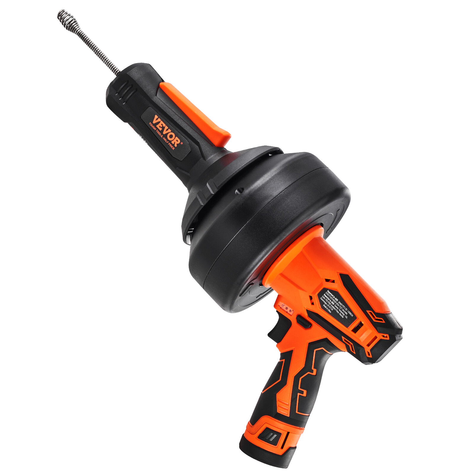 VEVOR 12V Electric Drain Auger 25FT Plumbing Snake Auto Feed for 3/4"-2" Pipes