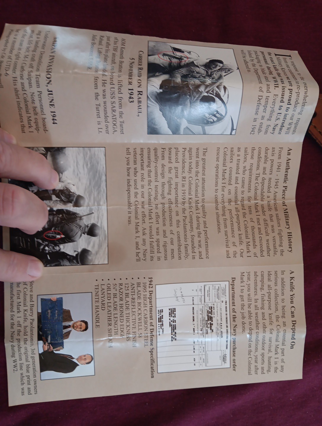 WWII US Navy USN Mark 1 Fighting Knife Colonial W/Scabbard Providence, RI Remake