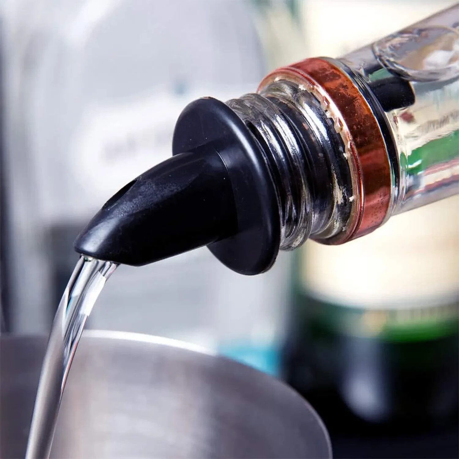 (Pack of 12) Black Free-Flow Liquor Pourer, Bottle Pour Spouts