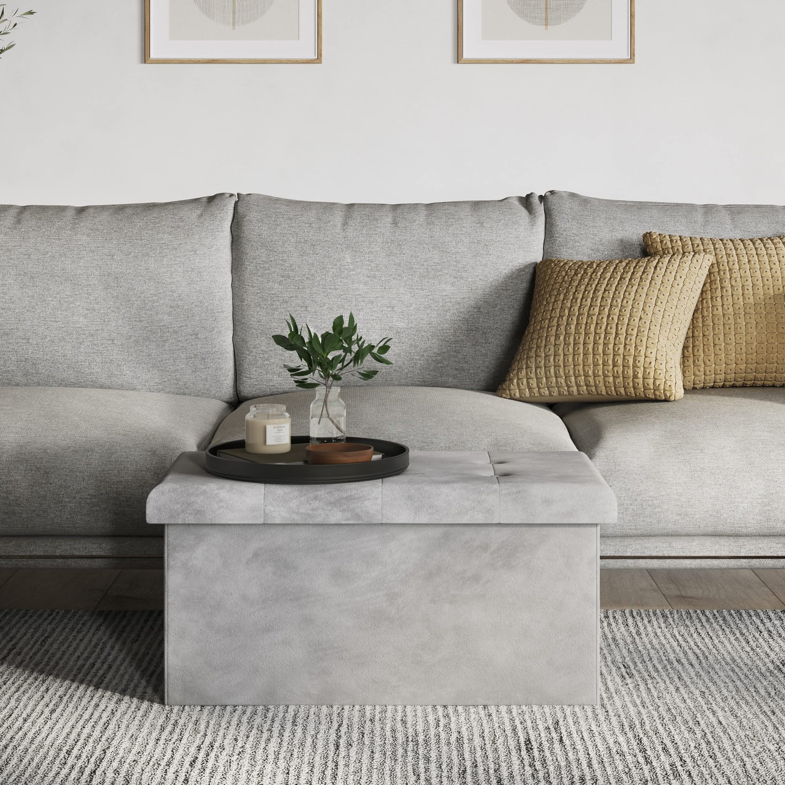 Storage Ottoman - Velvet Tufted Footrest, Linen Chest, or Bench Organizer wit...