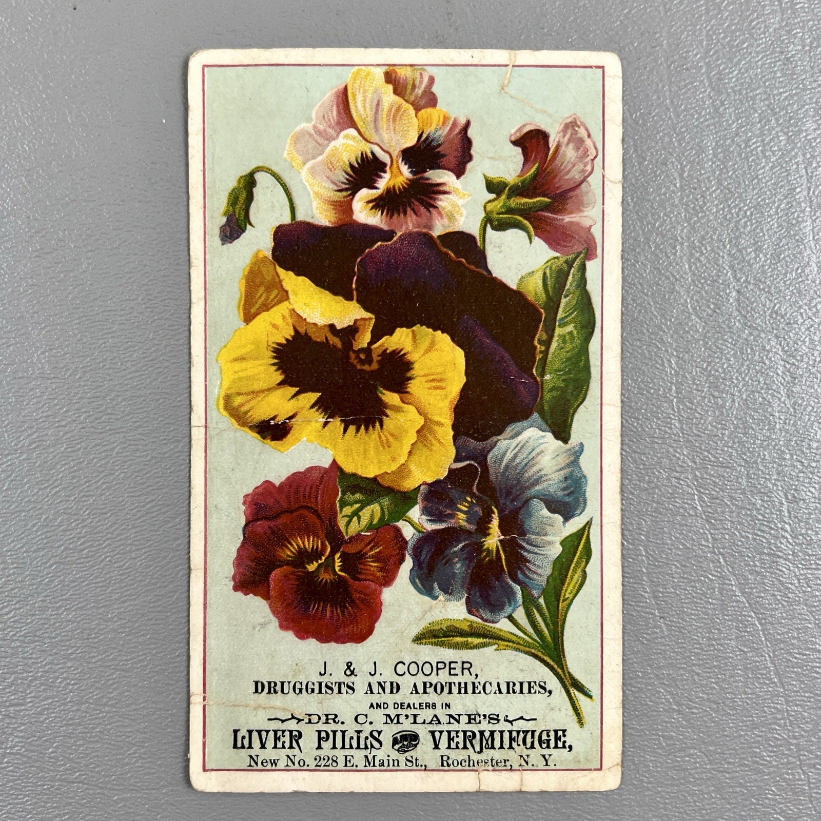 Victorian Trade Card J&J Cooper Druggist Apothecaries Rochester NY Liver Pills
