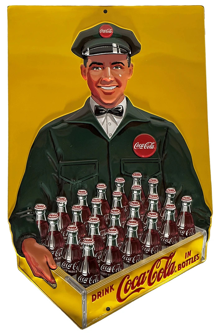 Ande Rooney Signs Coca-Cola Delivery Man Embossed Tin Sign