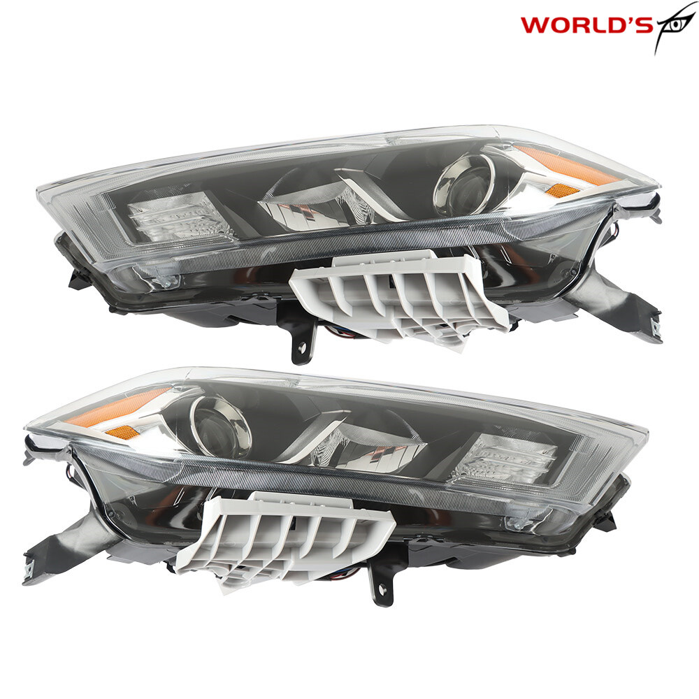 Headlights For 2016-2018 Nissan Maxima S SL SV Halogen w/ LED DRL Black RH+LH