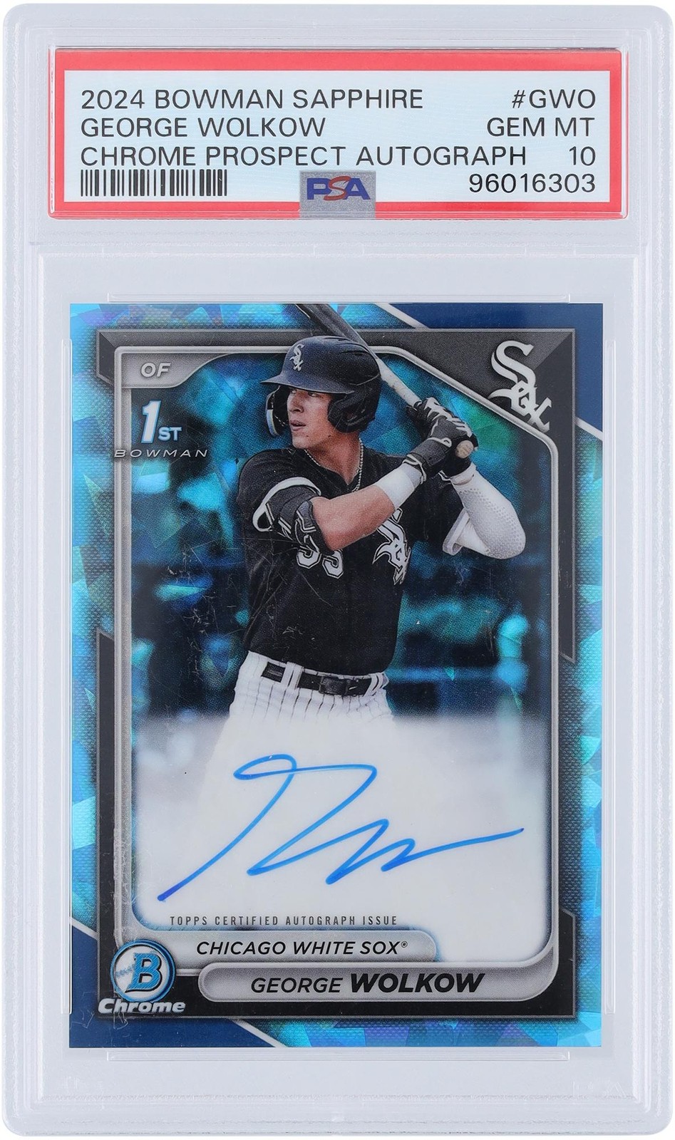 George Wolkow White Sox Signed 2024 Bowman Chrome 1st #BSPA-GWO PSA 10 Card