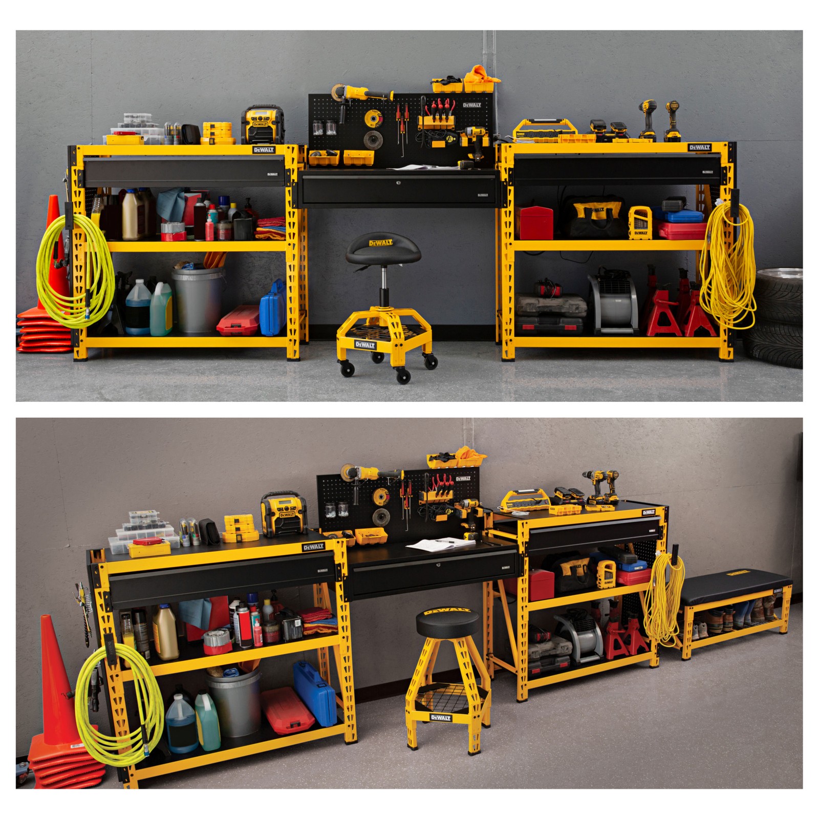 Dewalt 4ft. Tall Steel and Laminate 3 Shelf Garage Storage Rack, Yellow DXST4500