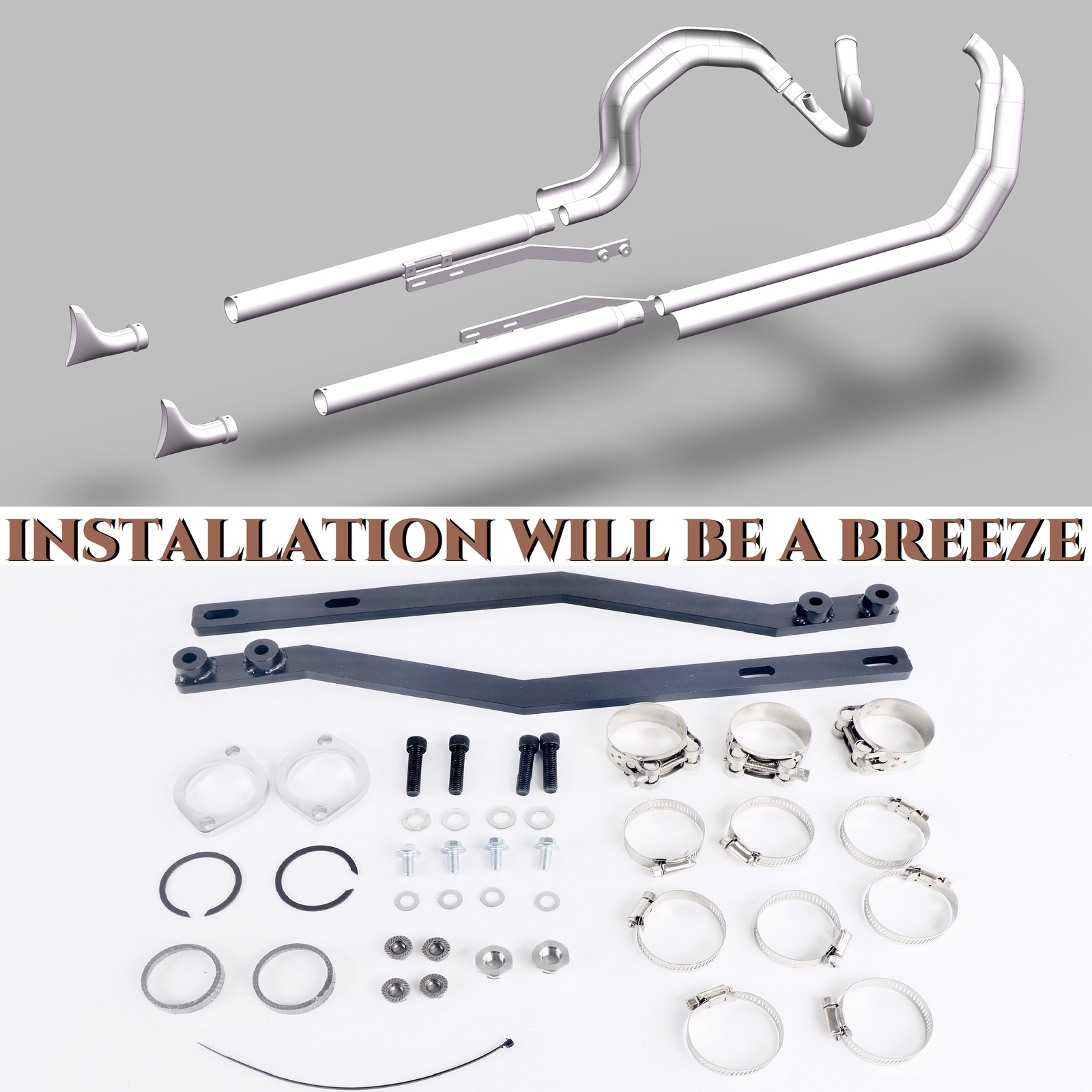 SHARKROAD 2-2 Fishtail True Dual Exhaust Systems for Softail 2000-2017 Models