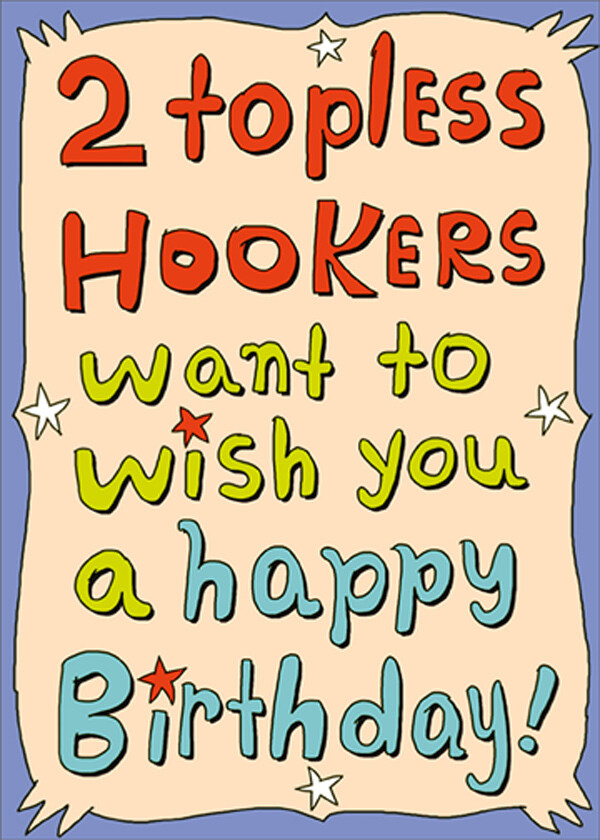 Two Topless Hookers Funny Masculine Fishing Birthday Card for Him  Man  Men