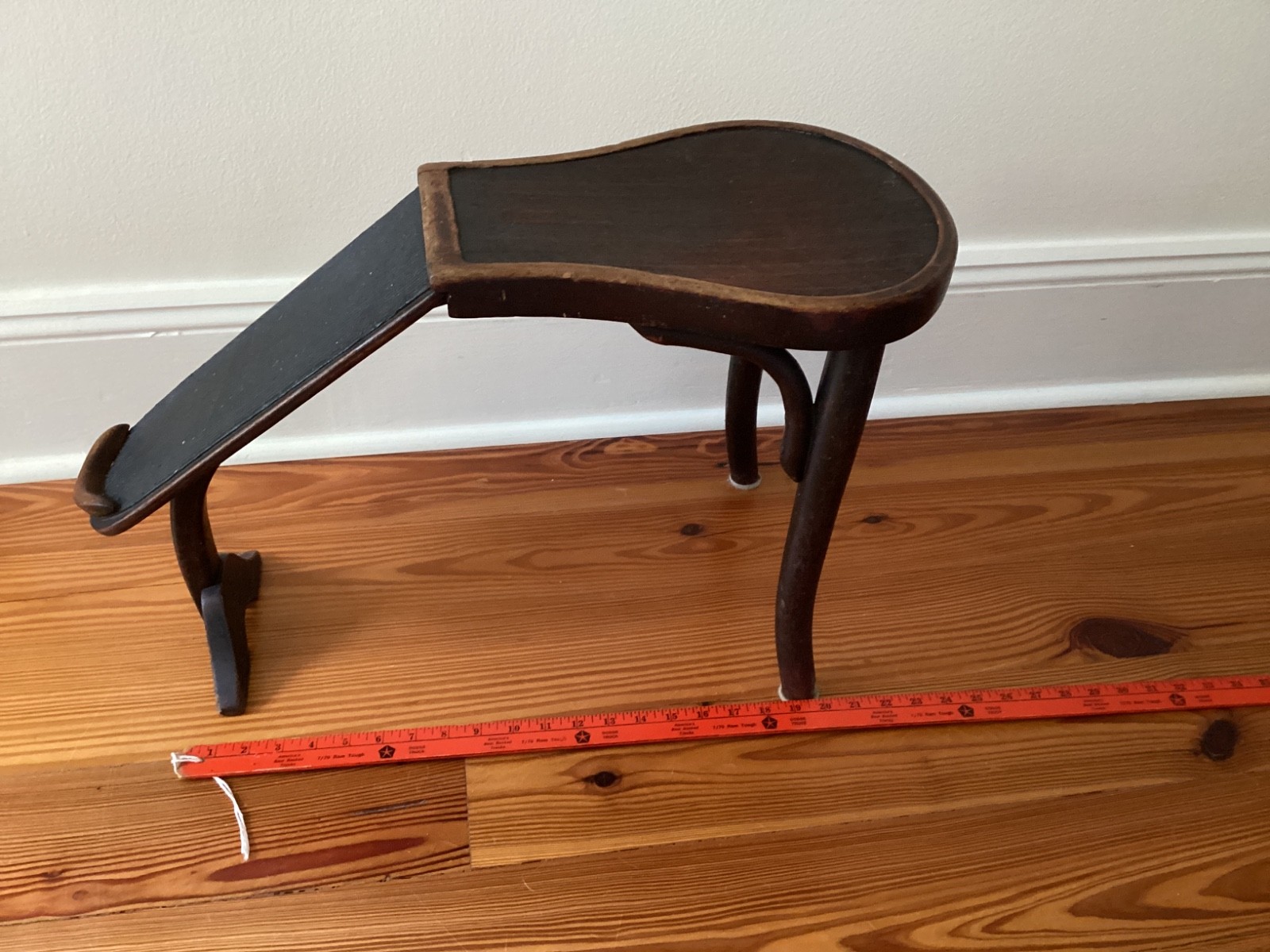 Antique Thonet Bentwood Shoe Fitting Stool, Brown, 25x12.5x15.5"