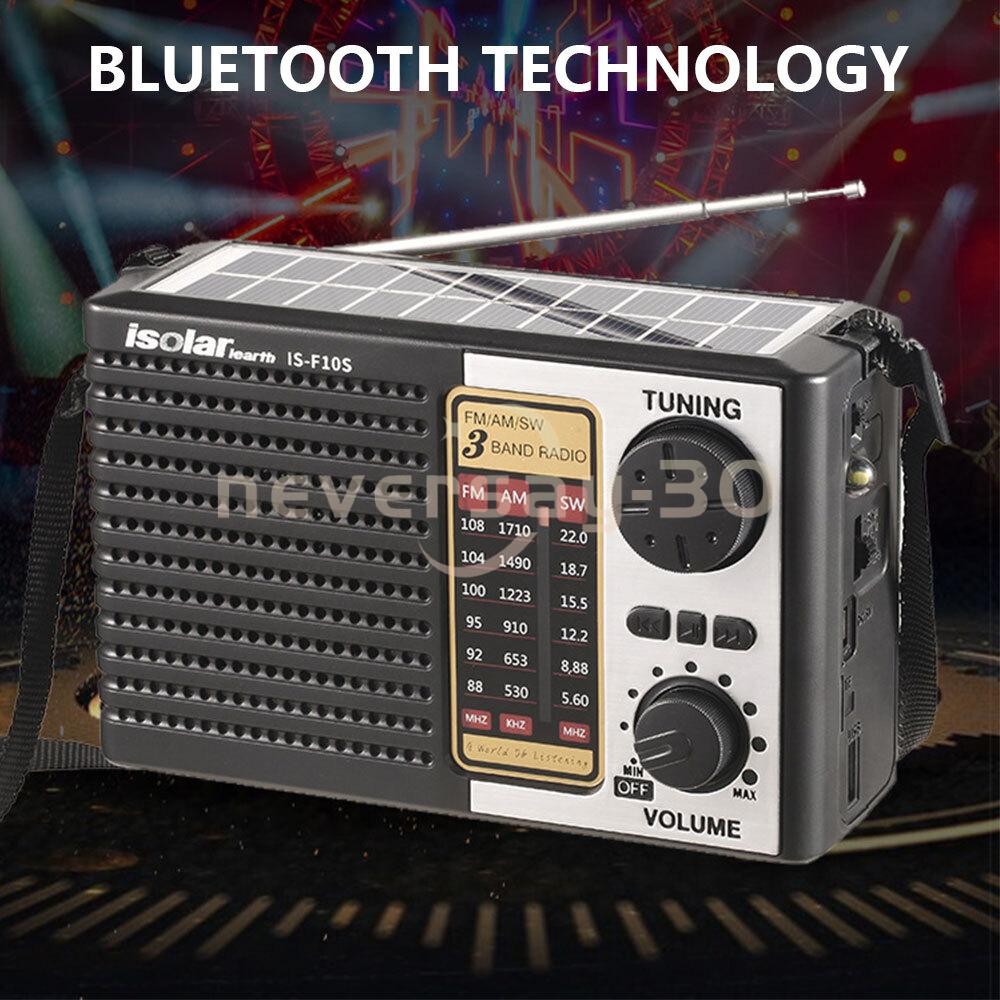 Solar Portable FM/AM SW Radio Digital Bluetooth Speaker MP3 Player Rechargeable