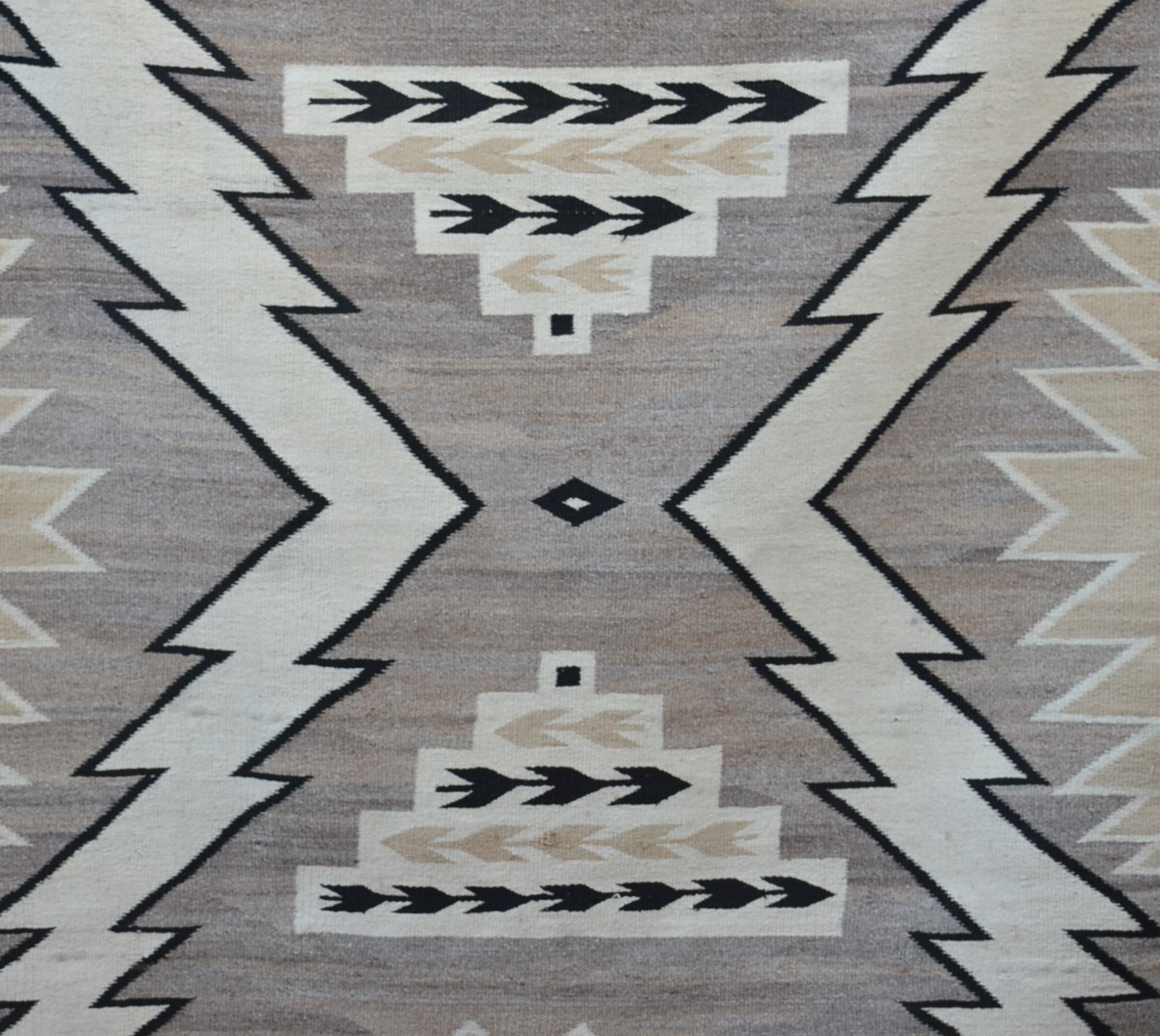 Early Two Gary Hills Lightning Storm Pattern Navajo Rug - Handspun - 65" x 49"