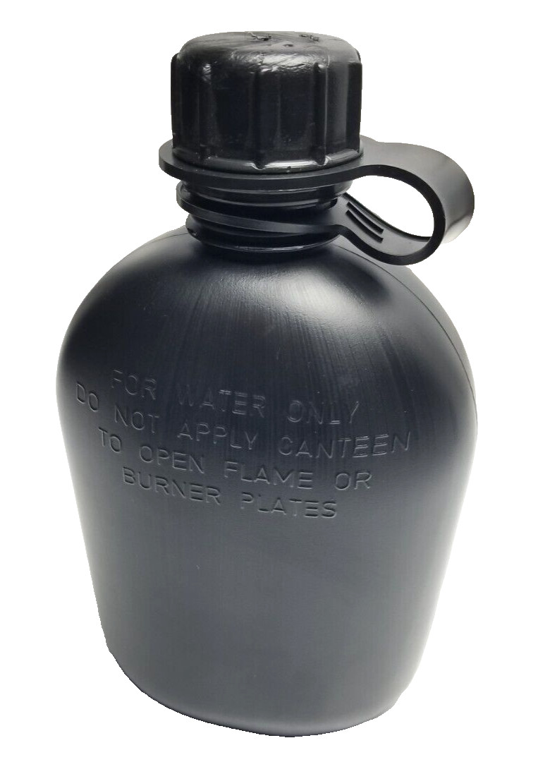 US Military Style 1 Qt Tactical Water Canteen Hard Plastic Black