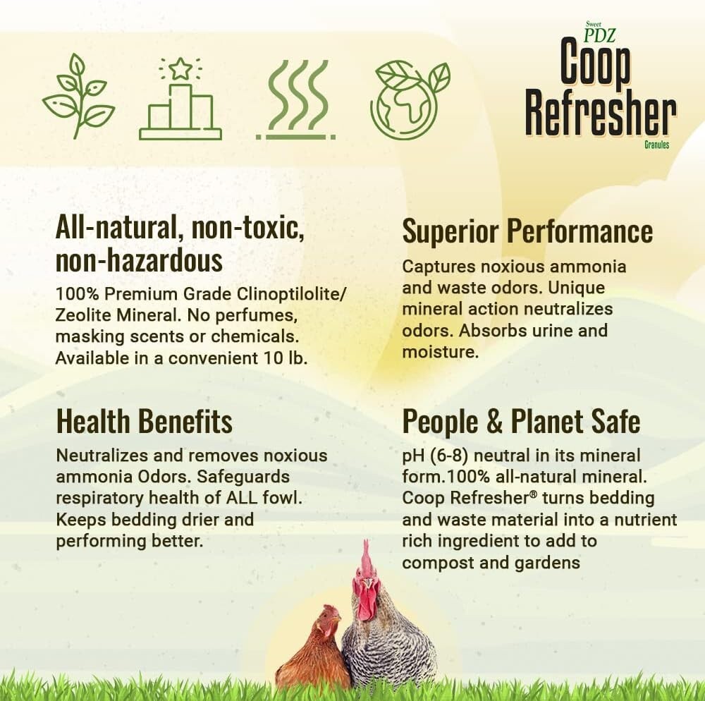 Coop Refresher Zeolite Odor Eliminator Essential Chicken Coop Accessory 10LB