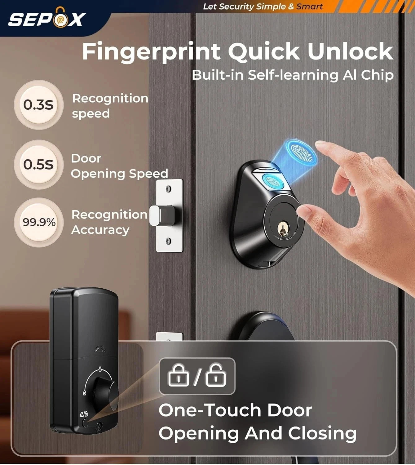 NEW Smart Door Lock Biometric Bluetooth Fingerprint Key Keyless Entry APP Home