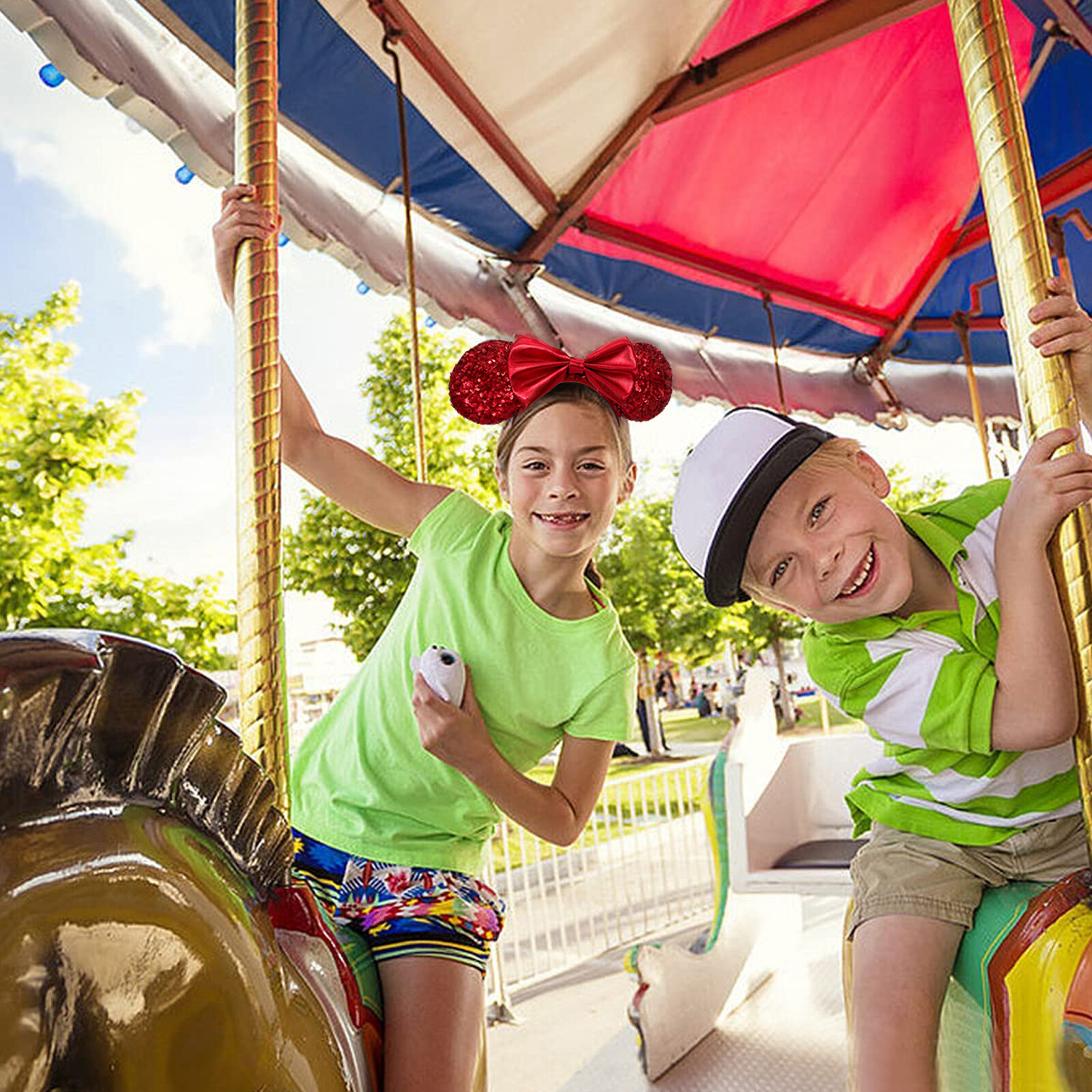 Disney Parks Red Sequin Bow RedPirate Rare Exclusive 2020 Minnie Ears Headband
