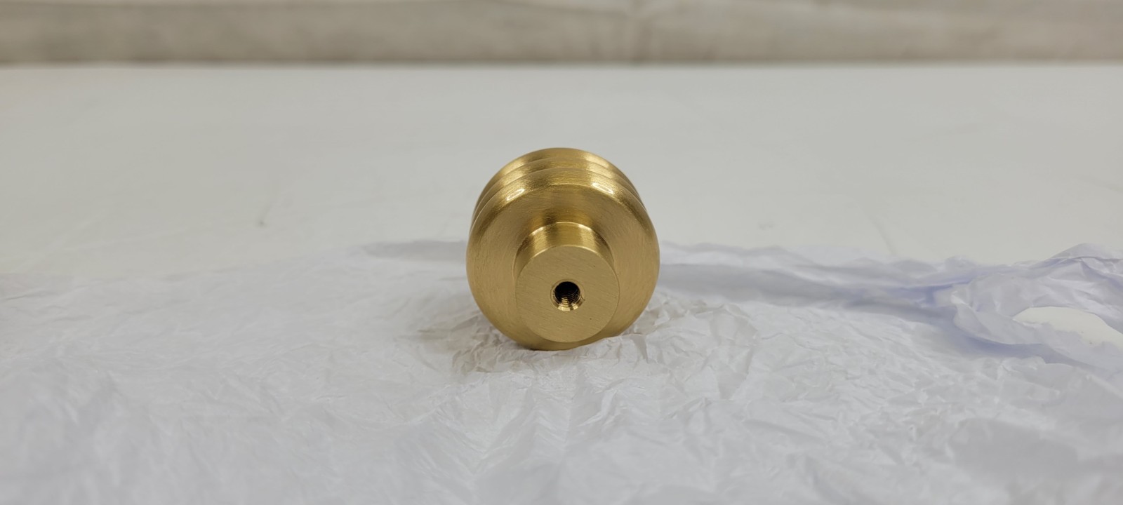 (QTY. 5) PLANK HARDWARE ALVA TUBULAR KNOB CABINET HARDWARE BRASS