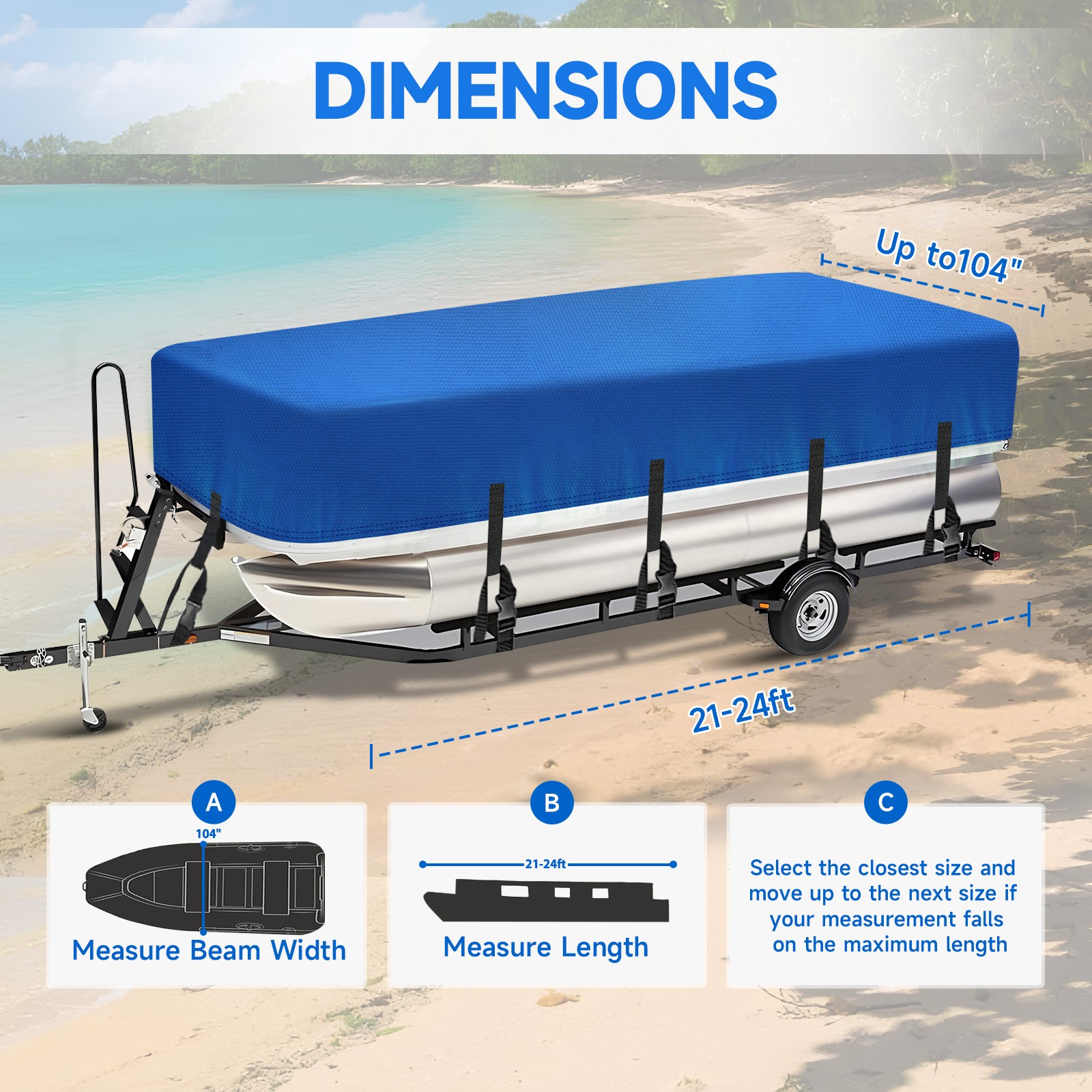 14-24ft Waterproof Boat Cover Trailerable Fishing V-Hull Runabout UV Resistant