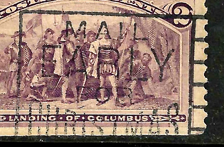 Sc #231 Late Use Mail Early For Christmas Cancel 2 Cent Columbian 1893 US 88A21