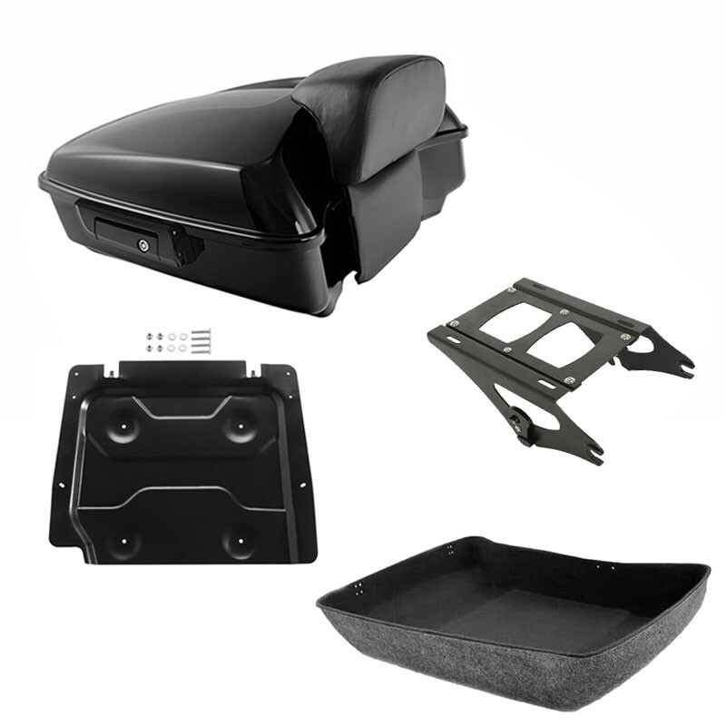 Black Chopped Trunk Backrest Mount Rack Fit For Harley Road King Glide 2014-2026