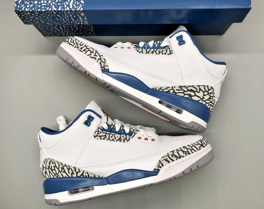 Jordan 3 Retro "White and True Blue" Basketball Shoes Size US 7-12