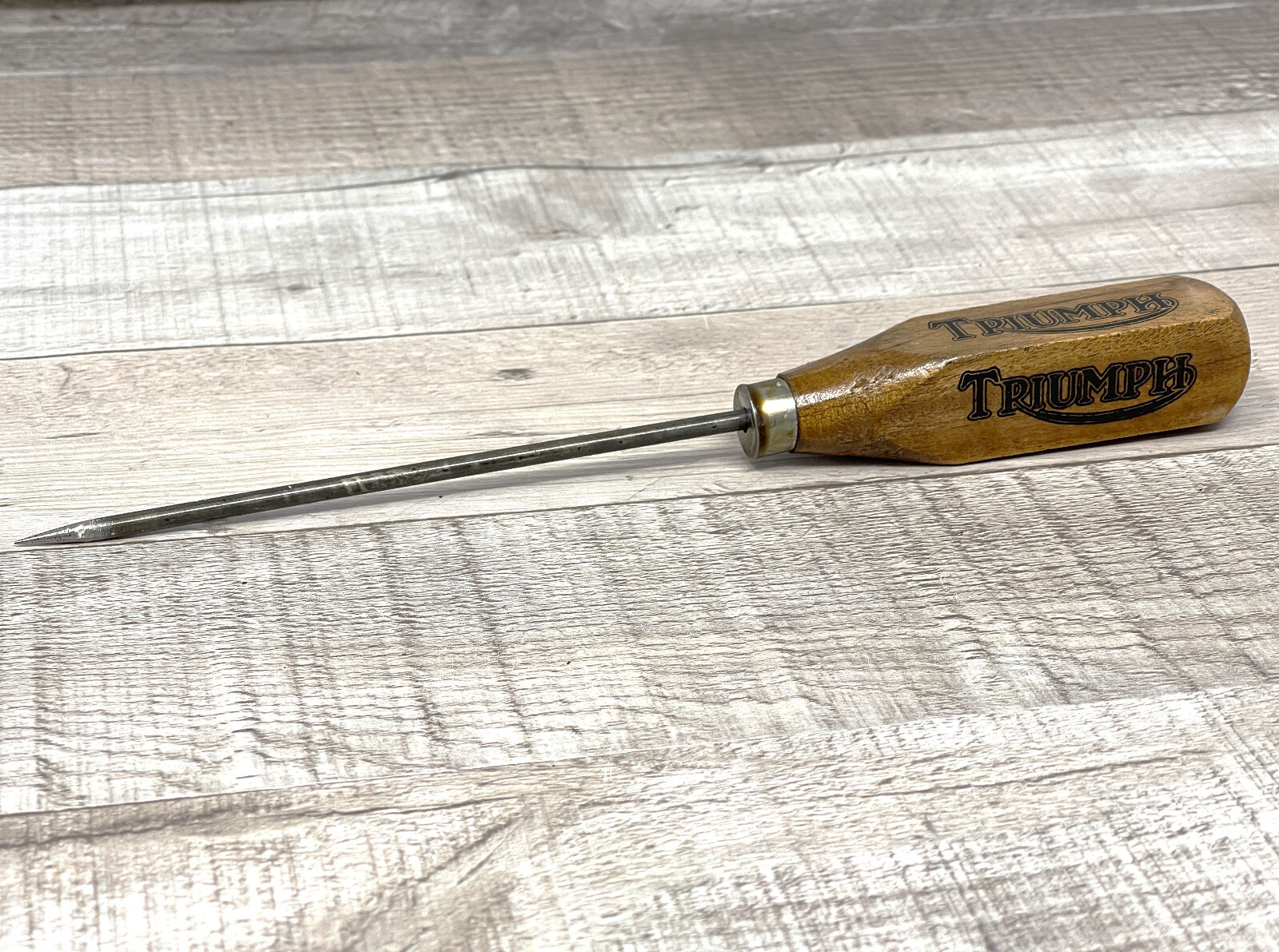 Vintage Style Replica Wood Handle Ice Pick Triumph Motorcycles Advertising