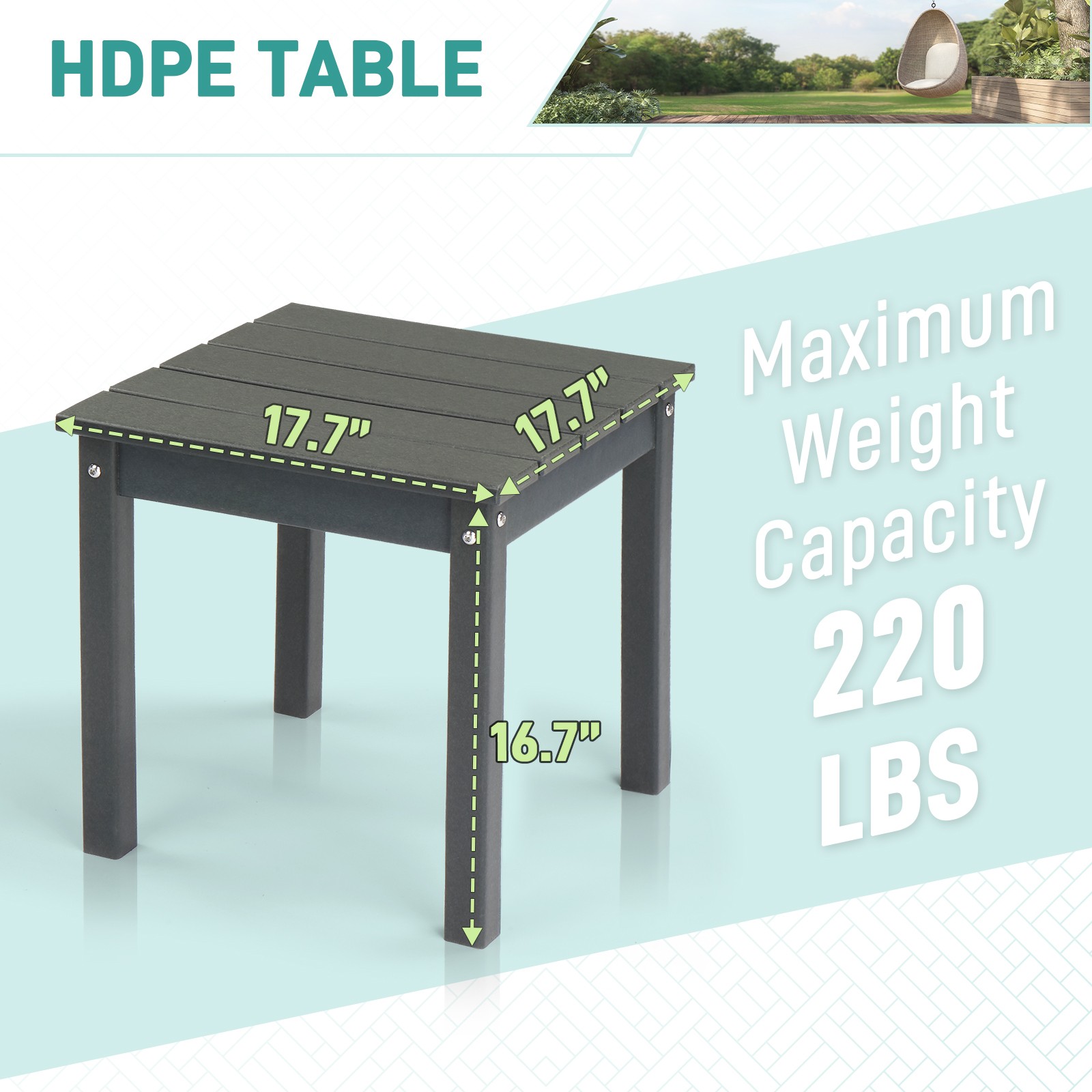 In/Outdoor 2-Tier Square Small Side HDPE End Storage Table, Weather Resistant
