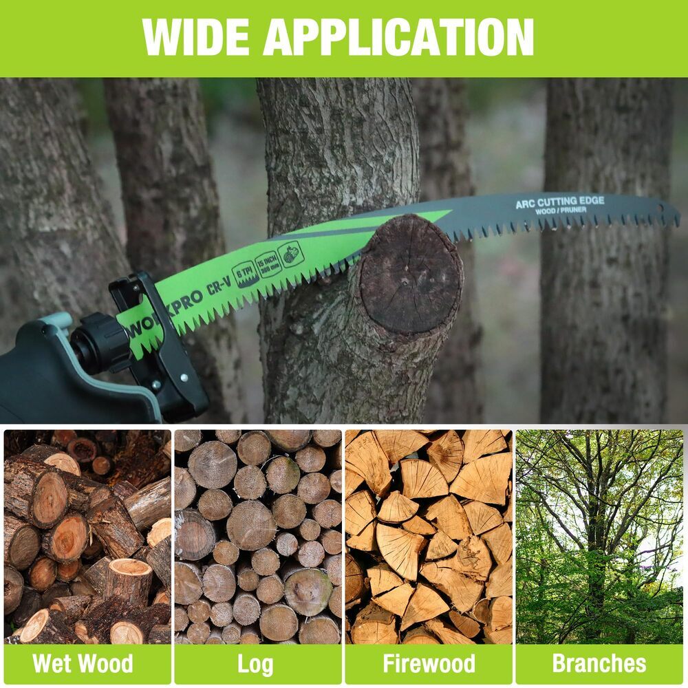 WORKPRO 5PCS 15" Wood Pruning Reciprocating Saw Blades Set Arc Cutting Edge 6TPI