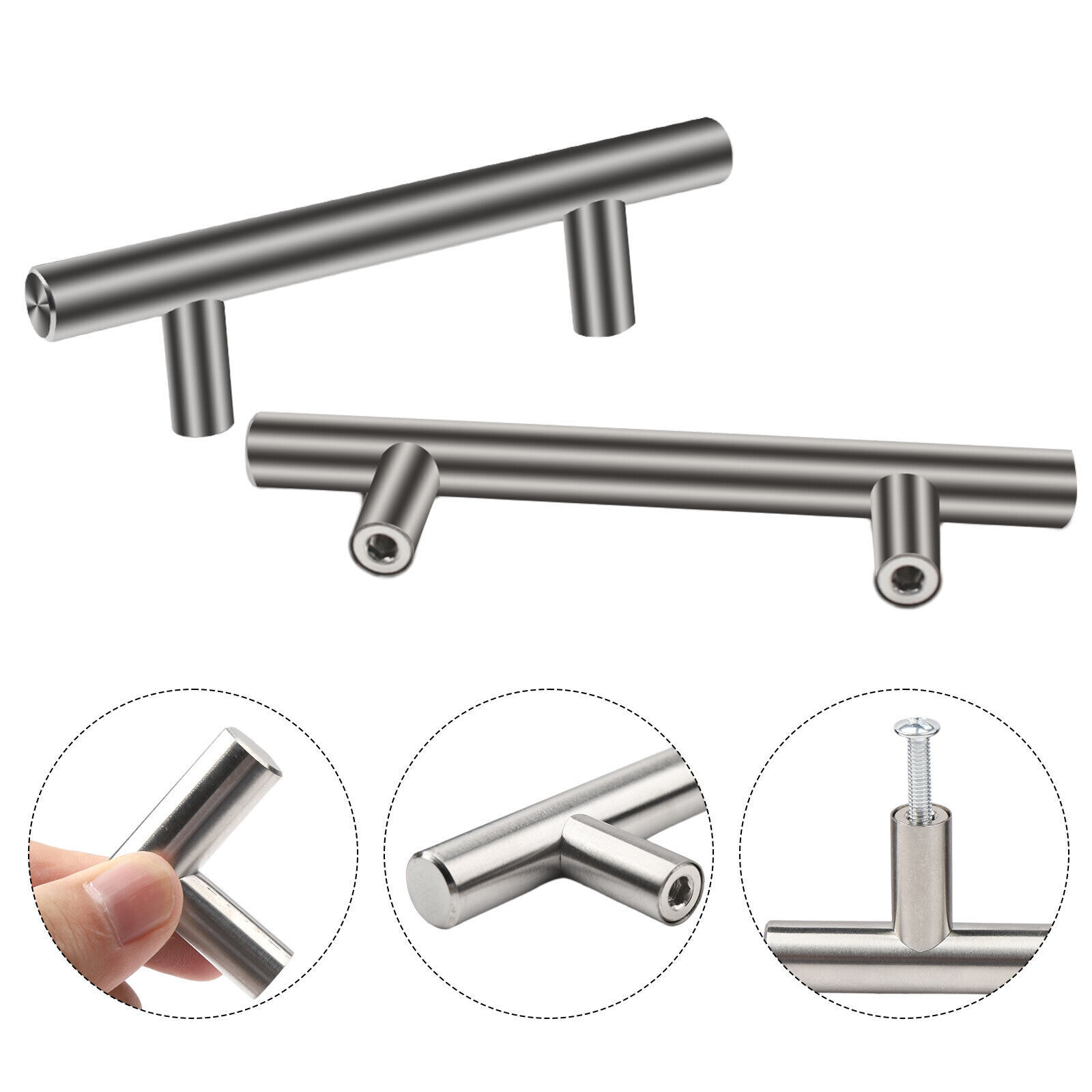 30Pack Brushed Nickel Kitchen Cabinet Handles Stainless Steel Drawer T Bar Pulls