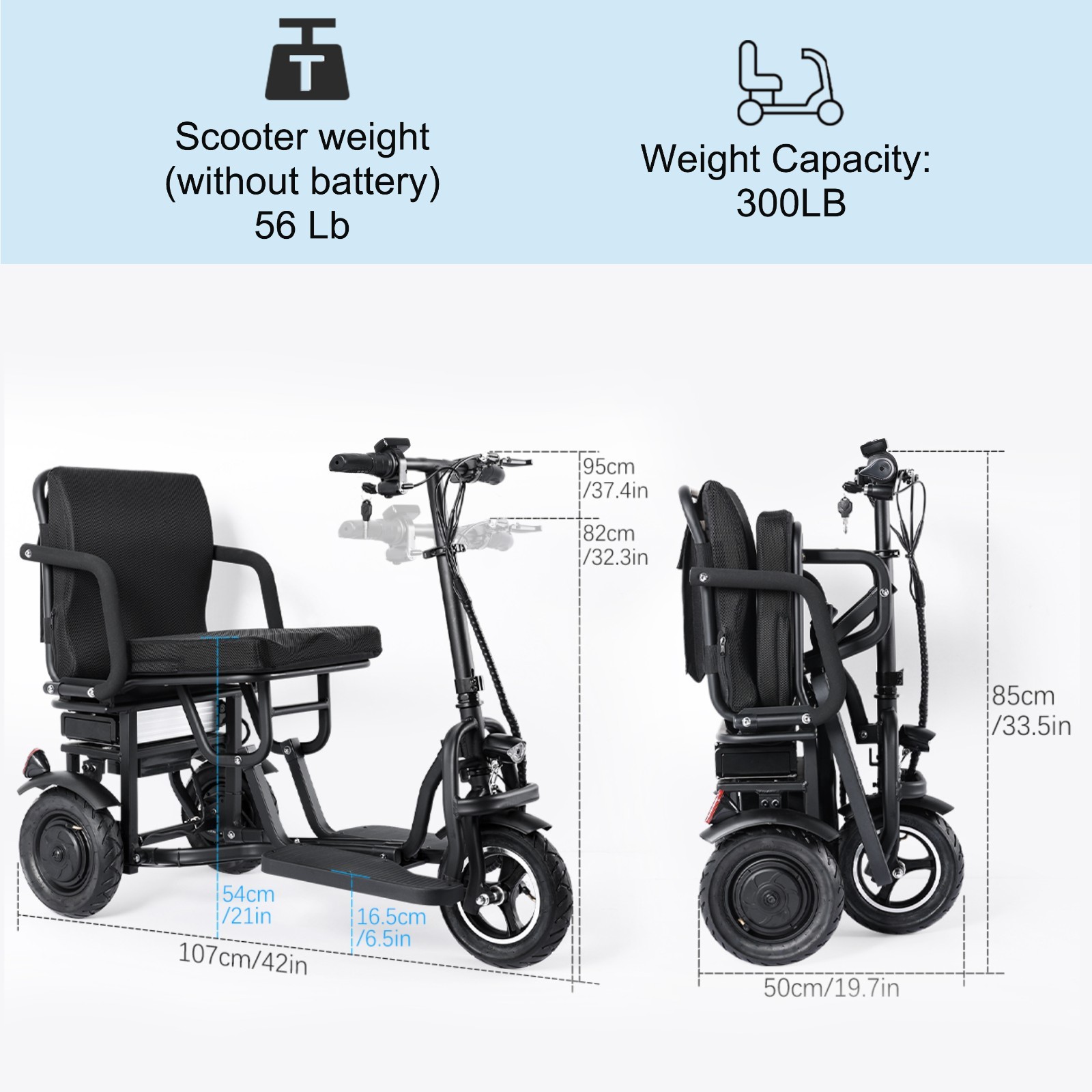 TopMate ES11 Electric Mobility Scooter 3 Wheel for Adult Senior 700W Dual Motor