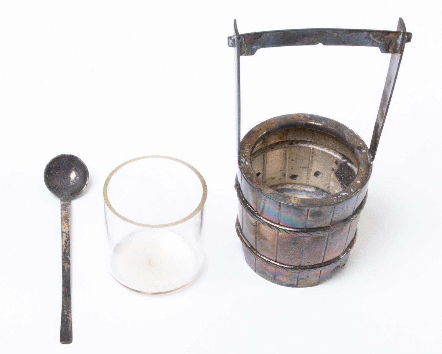 Vintage Japanese 950 Sterling Silver Salt Cellar & Pepper Shaker Set Buckets