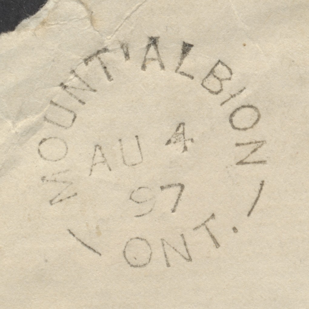 1897 Mount Albion (Wentworth) ONT Split Ring on Cover to Hamilton