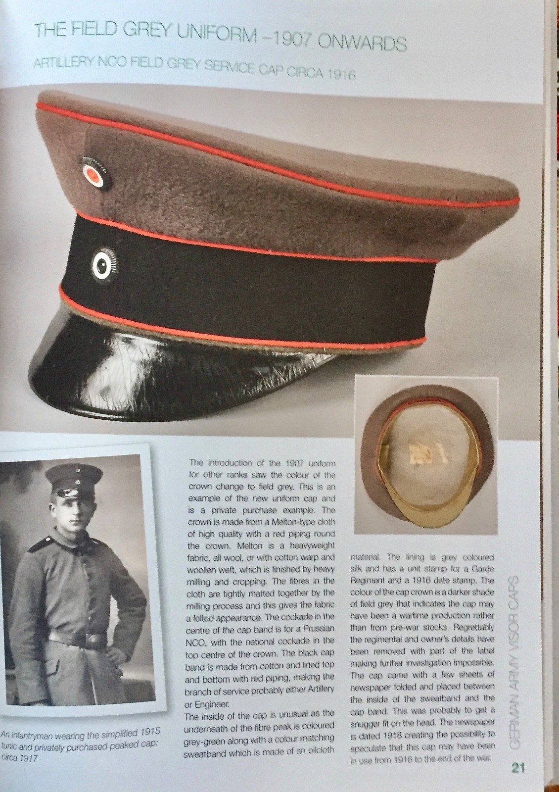 German Army Visor Caps 1871-1945, development guide to the peak cap