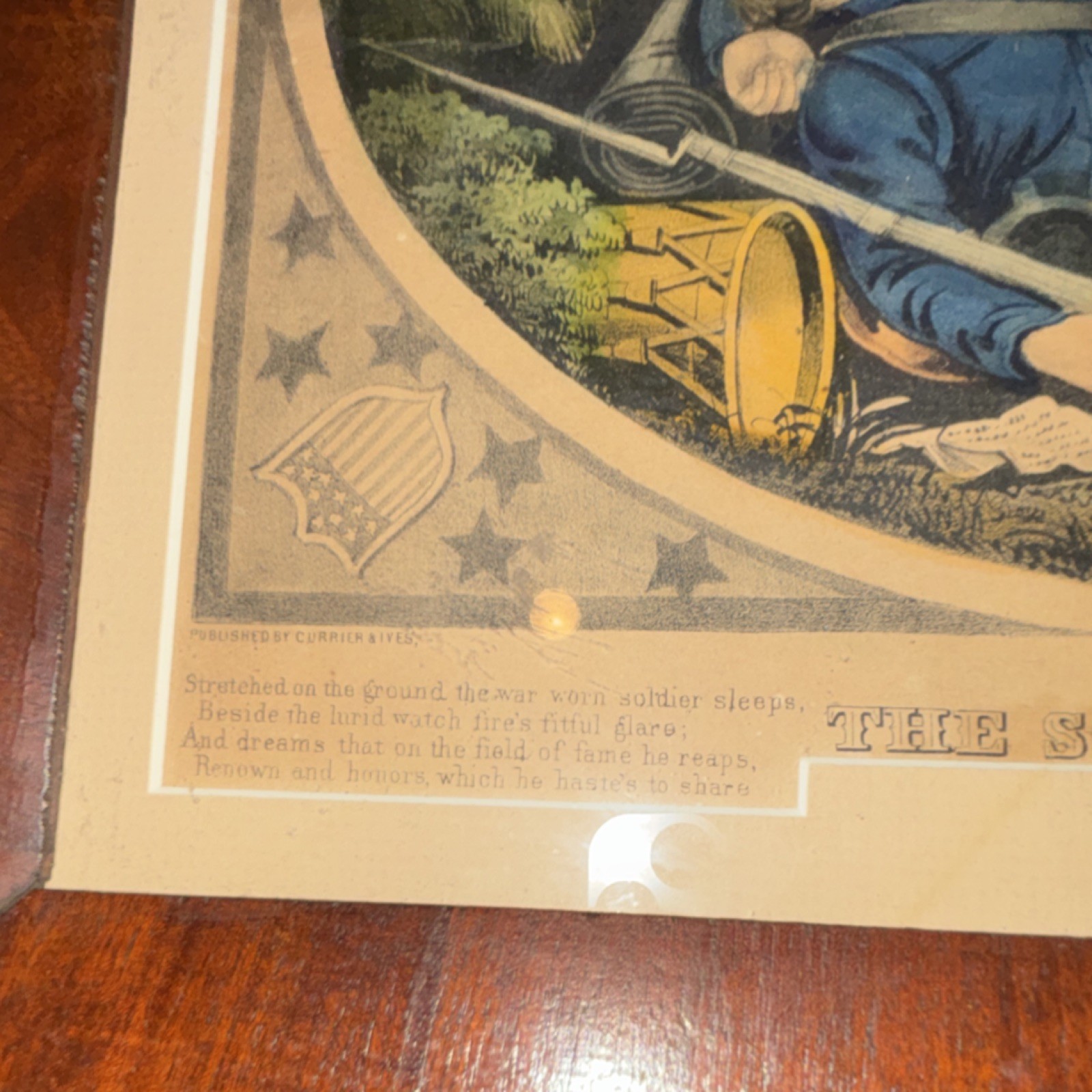 Civil War Original Print 'The Soldier's Dream of Home' Framed Militaria Art